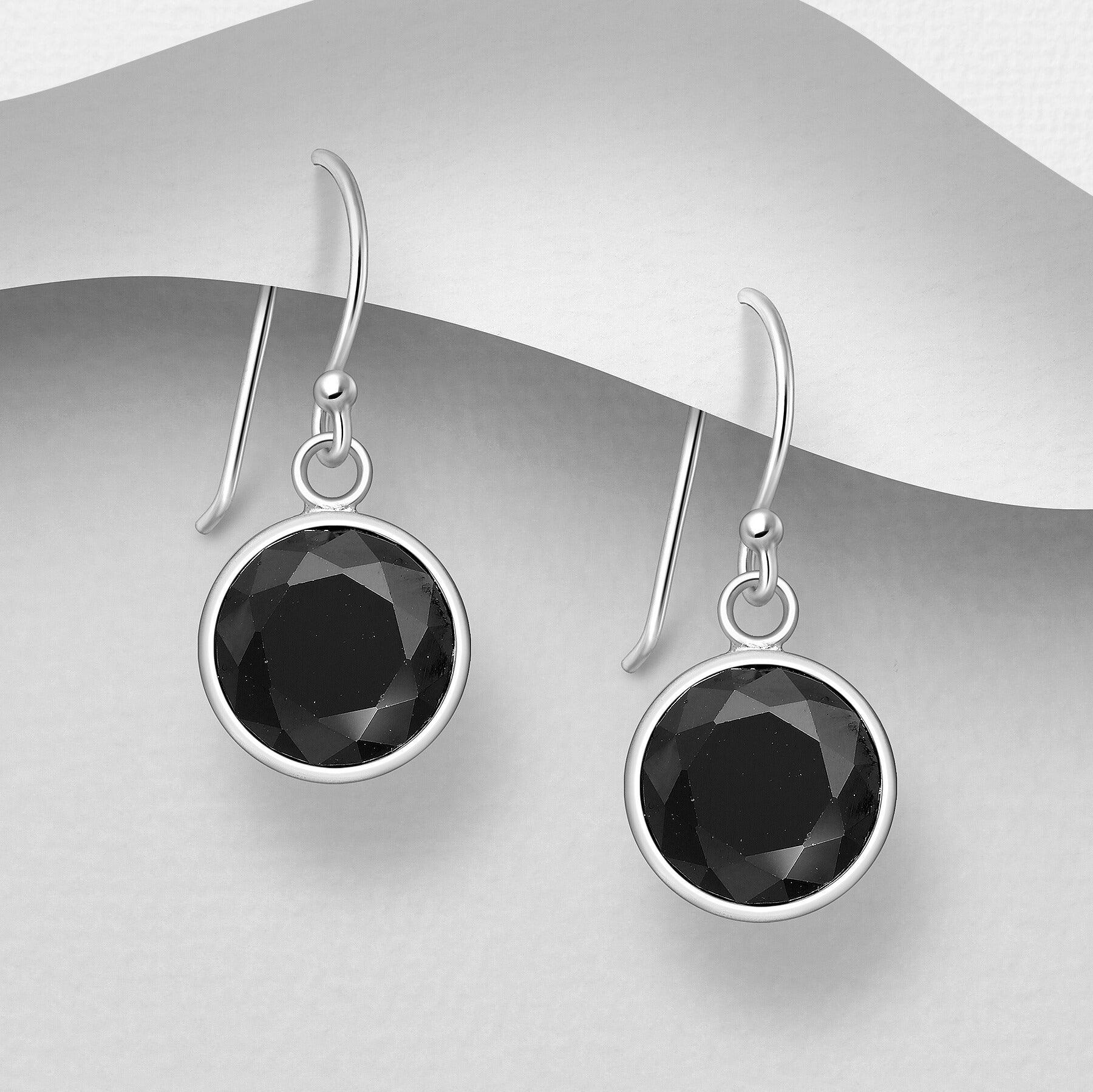 PREMIUM COLLECTION | Gunilla black stone silver earrings 