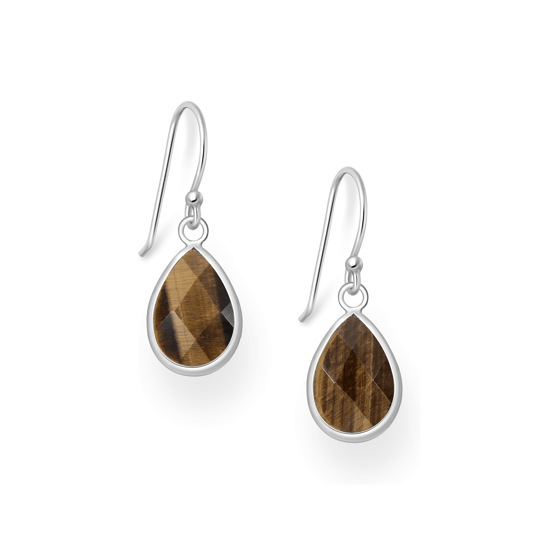 PREMIUM COLLECTION | Beata silver earrings with tiger's eye drop 