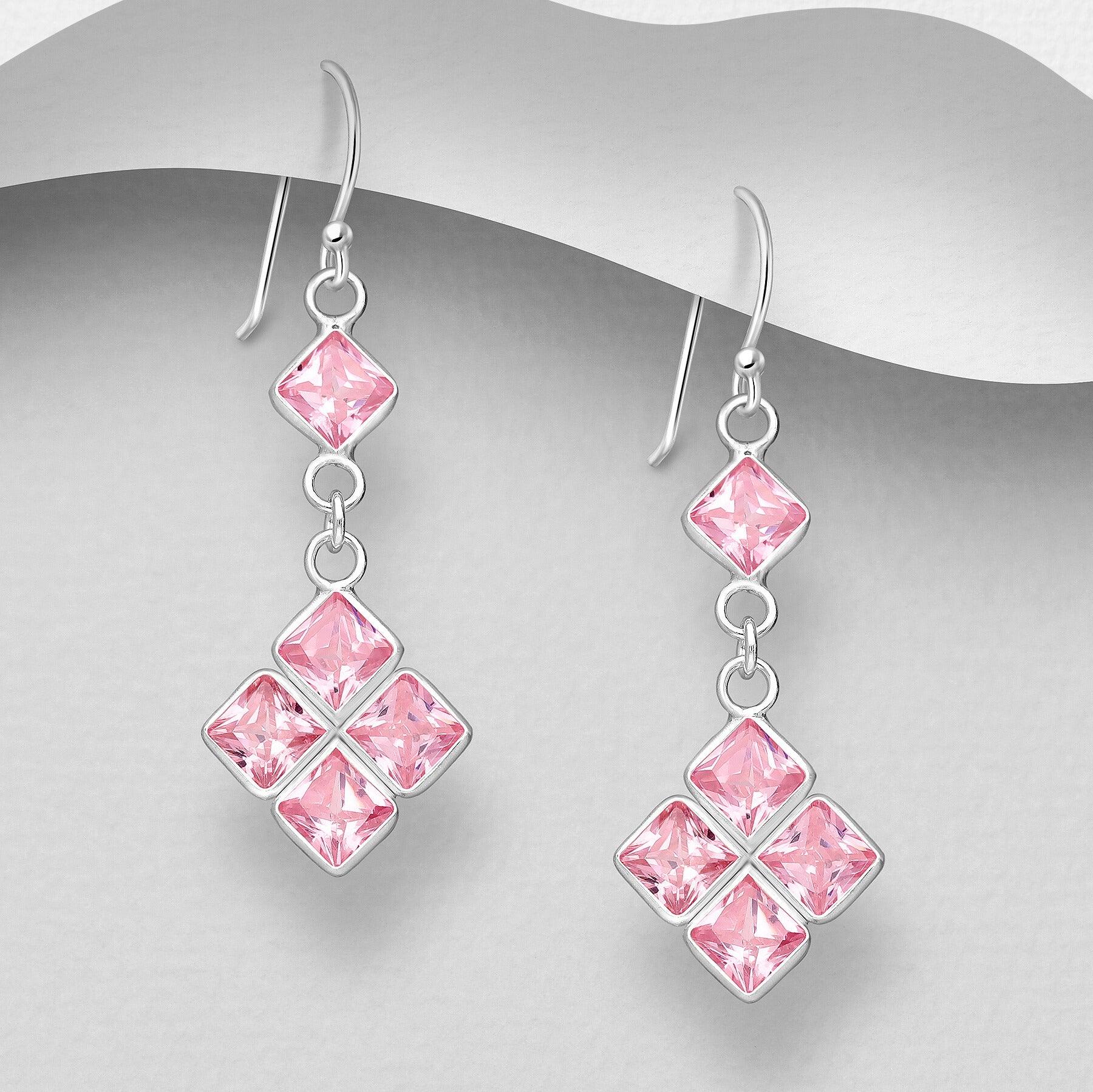 PREMIUM COLLECTION | Christa pink silver earrings 