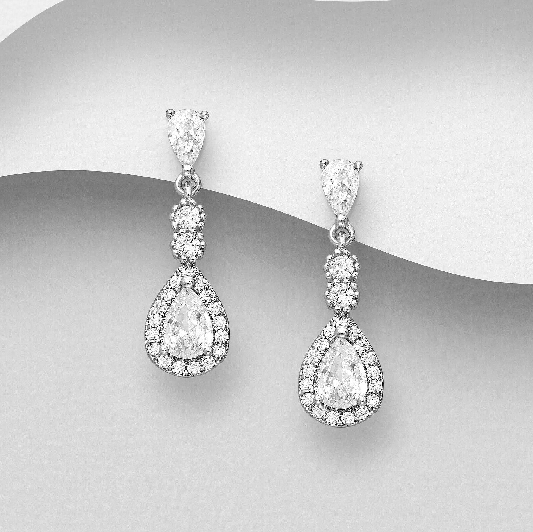 PREMIUM COLLECTION | Ingrid luxury silver earrings (clear) 