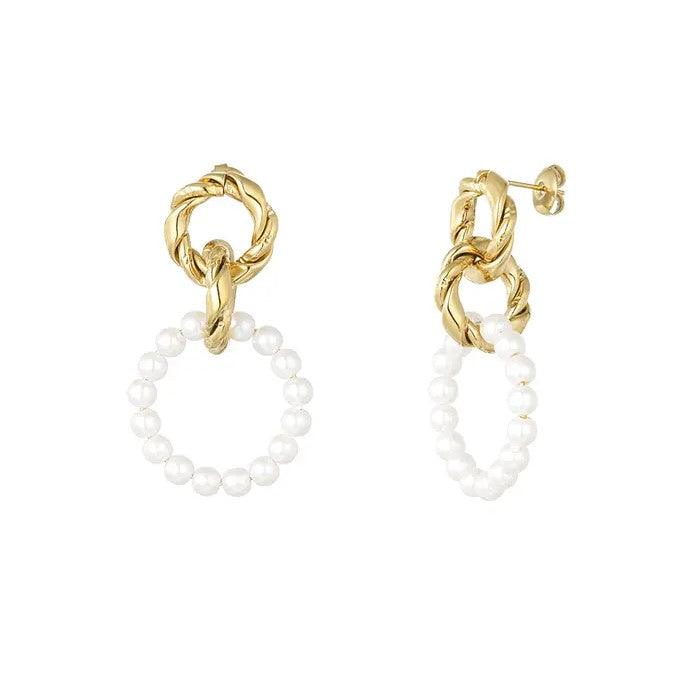 FRENCH RIVIERA | Jean surgical steel earrings with pearl decoration