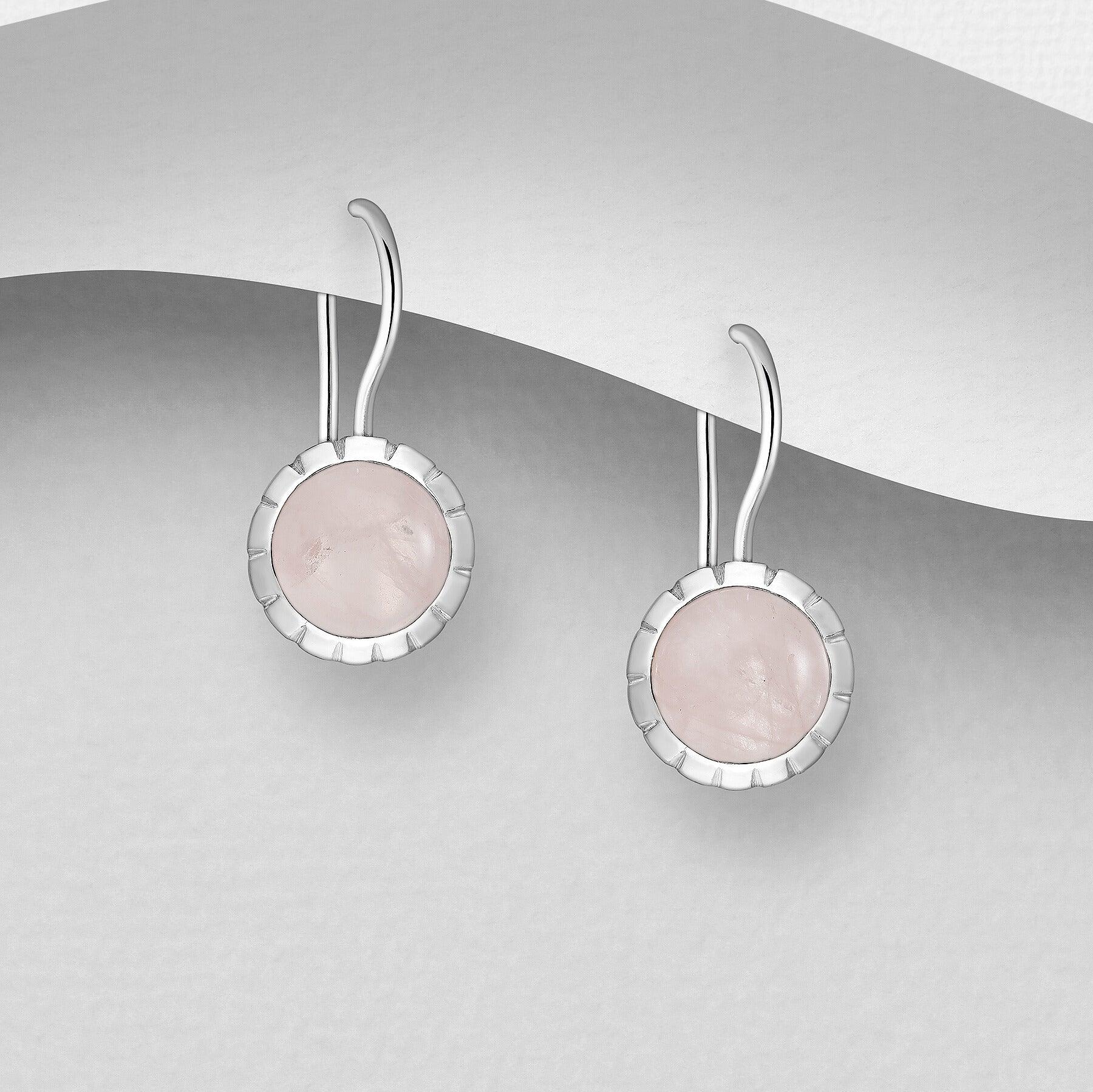 PREMIUM COLLECTION | Evelina silver earrings with rose quartz 