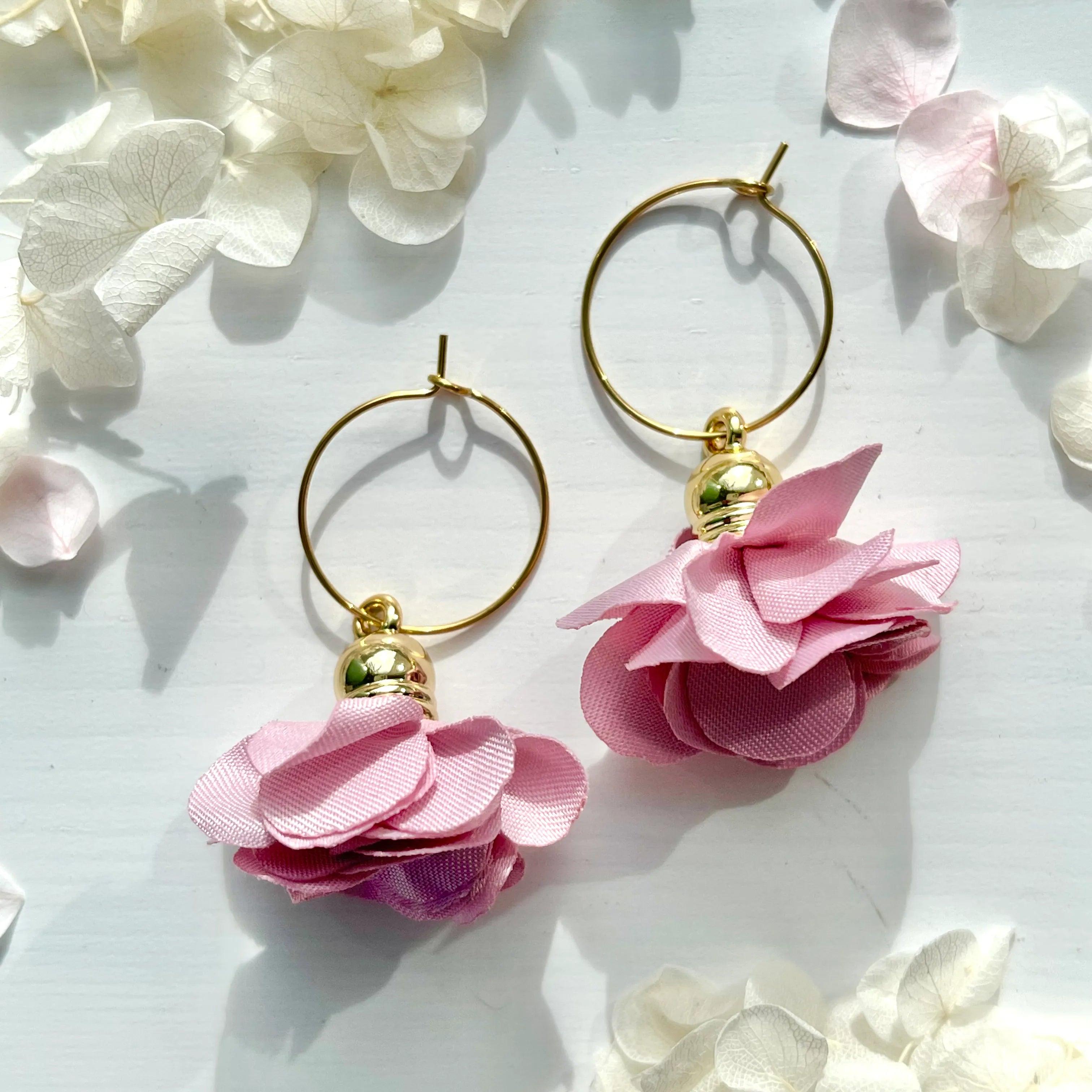 2 in 1 earrings, Daisy (old rose)