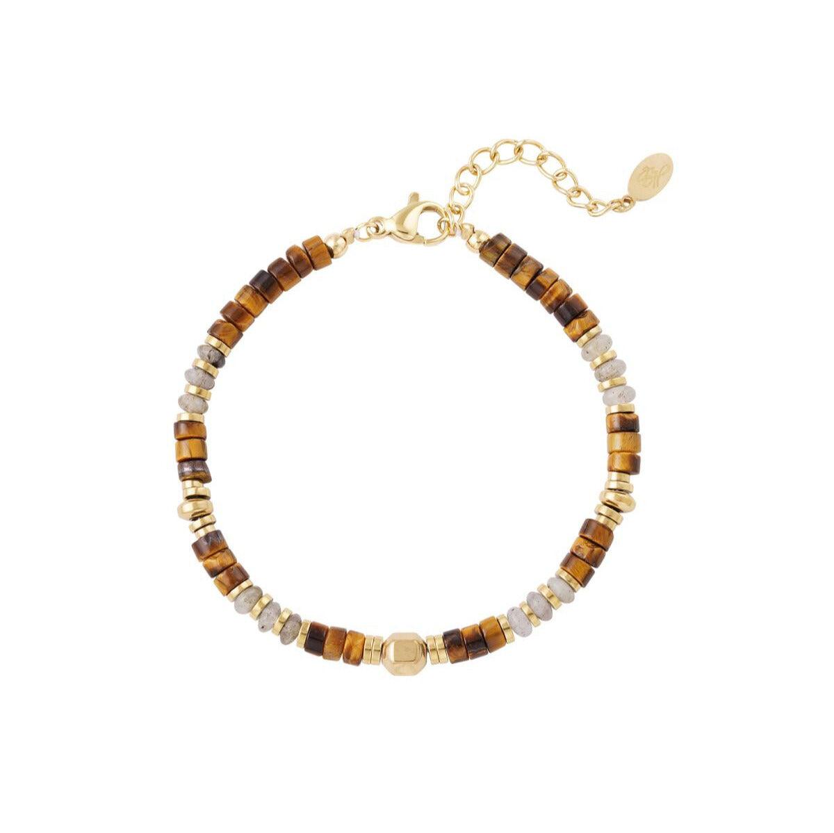 FRENCH RIVIERA | Elody surgical steel bracelet with tiger's eye bead