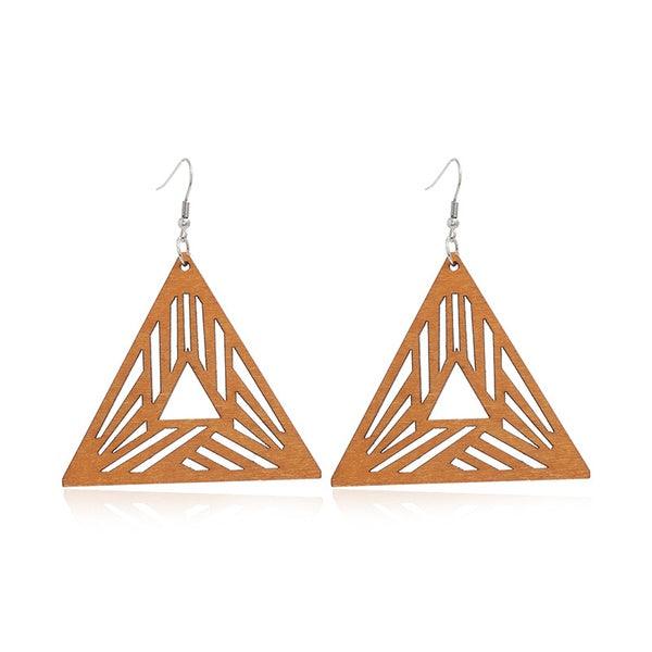 Wooden earrings, Vita - large triangular earrings