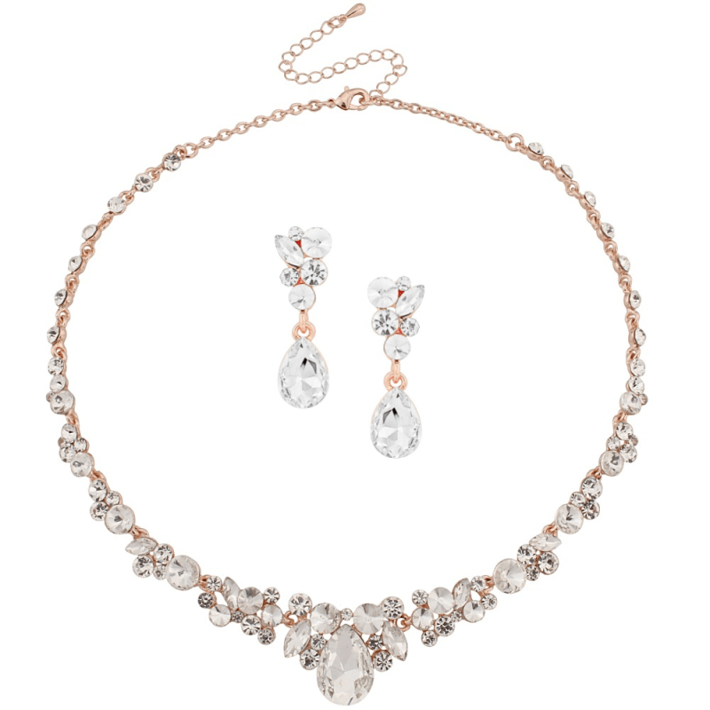 ATHENA BRIDAL | Crystal Enchantment Set -ruusukultainen korusetti