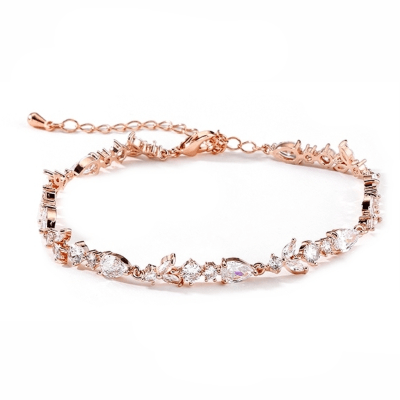 ATHENA BRIDAL, Francesca Clear Crystal Bracelet (Rose Gold)