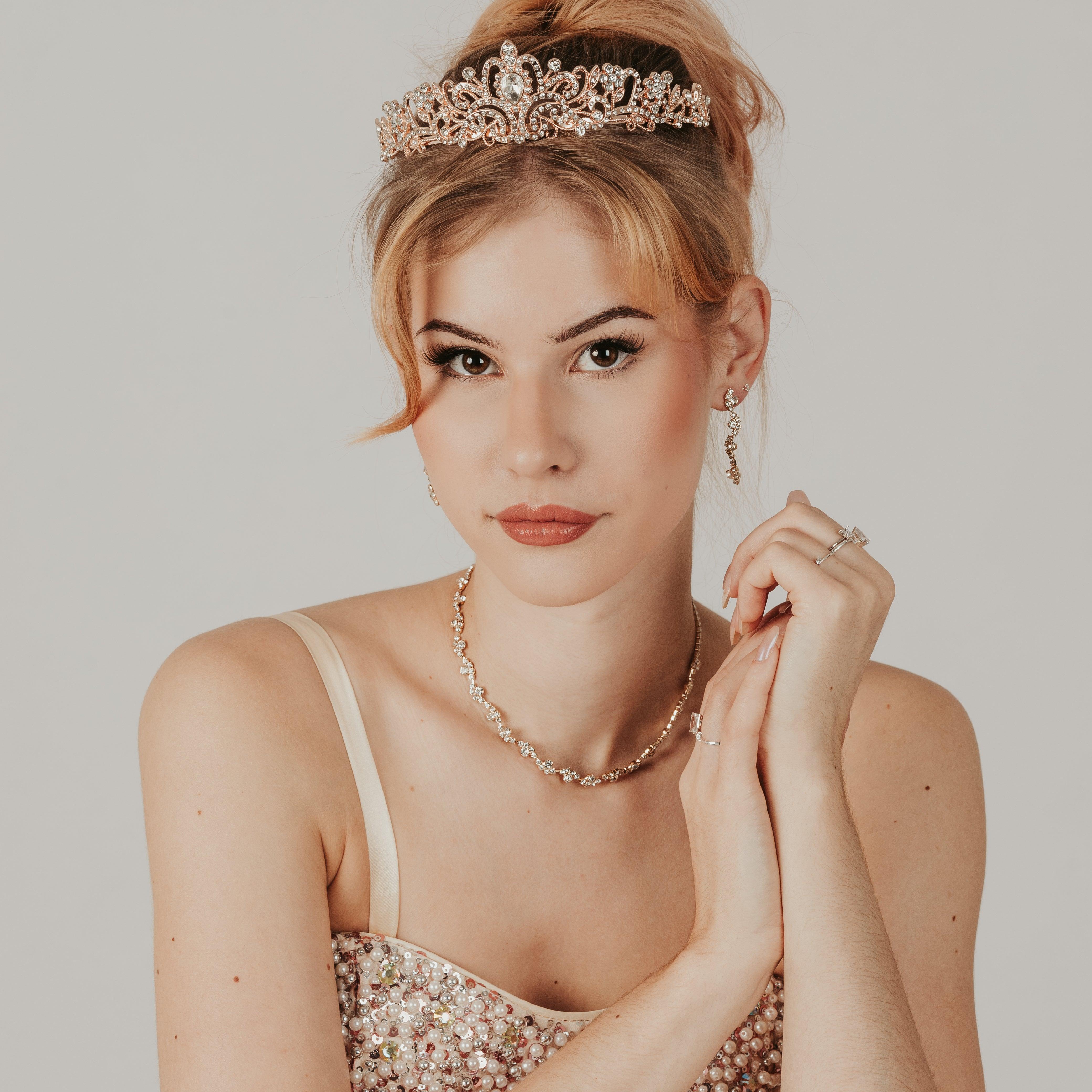 ROMANCE, Ophelia rose gold tiara with bright stones