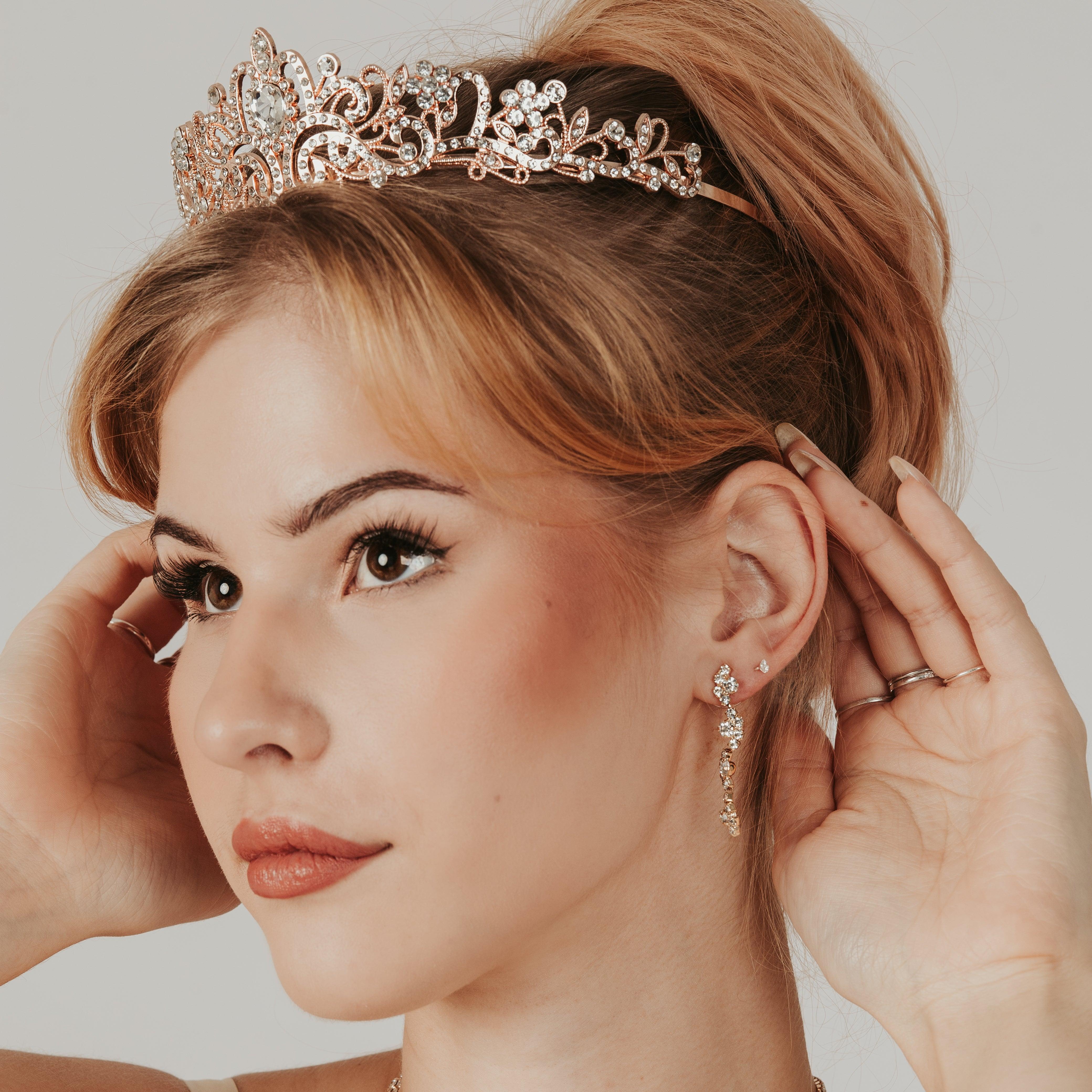 ROMANCE, Ophelia rose gold tiara with bright stones