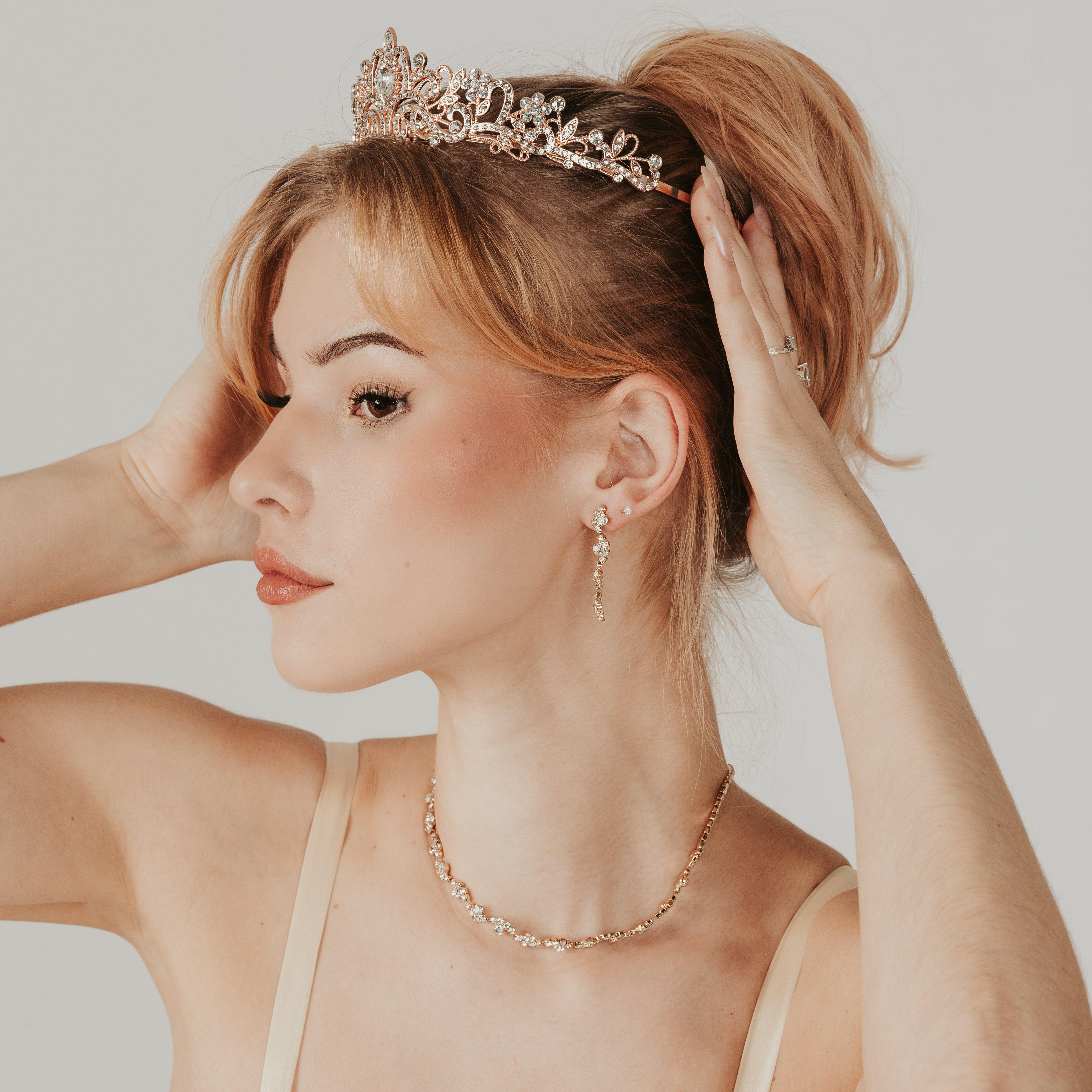 ROMANCE, Ophelia rose gold tiara with bright stones