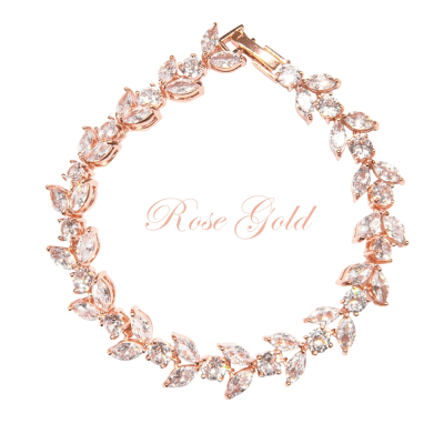 ATHENA BRIDAL, Florence clear crystal bracelet (rose gold)