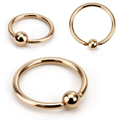 Piercing ring 1.2mm / 4mm ball, Rosegold BCR -rose gold ring