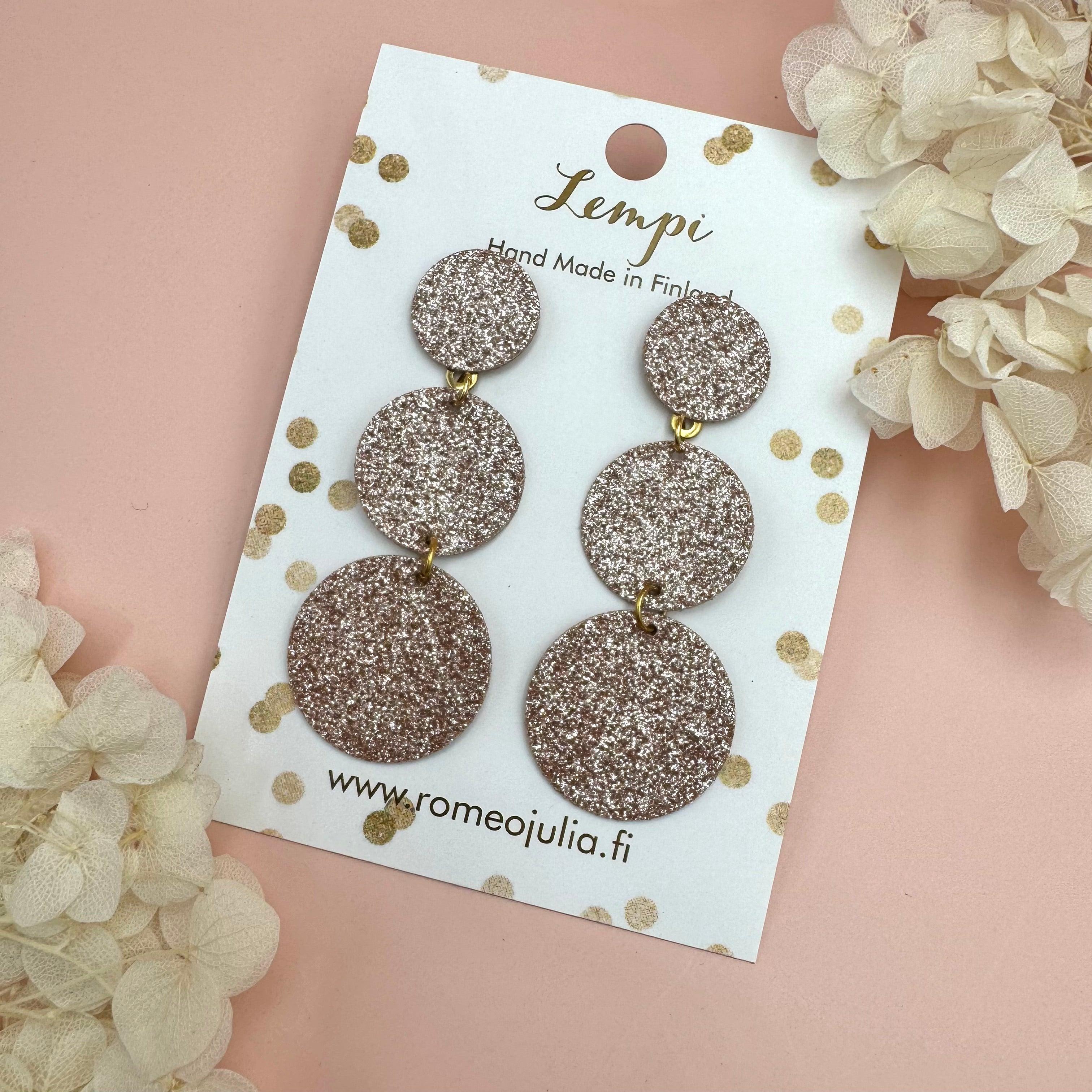 LEMPI® earrings, Ilona (rose gold glitter)