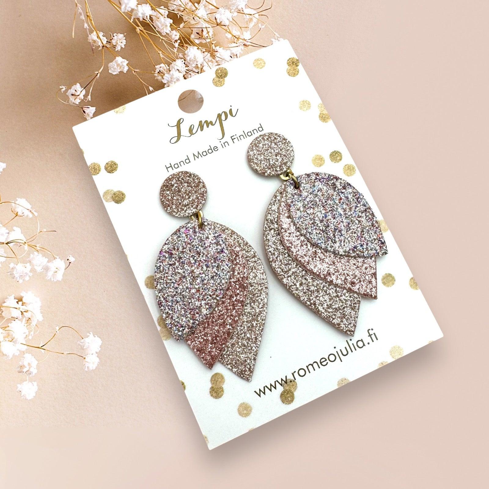 LEMPI® earrings, Glow (soft-toned glitter)