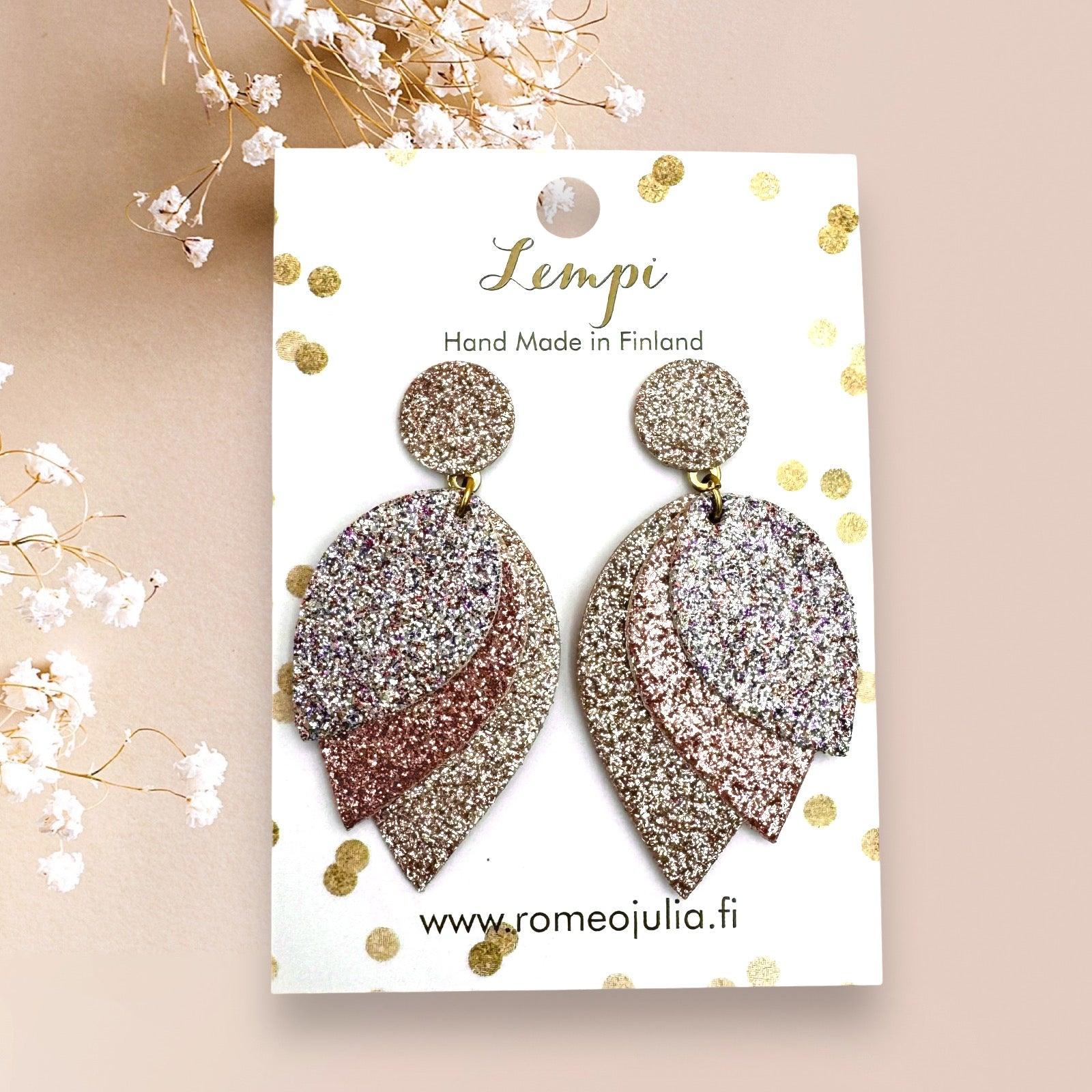 LEMPI® earrings, Glow (soft-toned glitter)