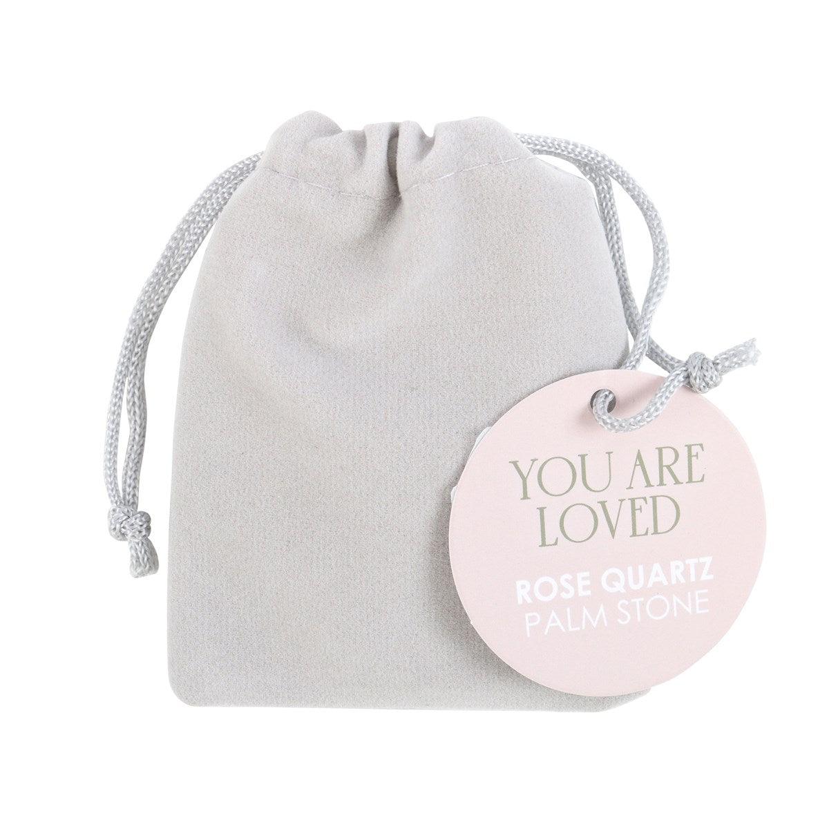 You Are Loved Rose Quartz - rose quartz palm stone "you are loved"