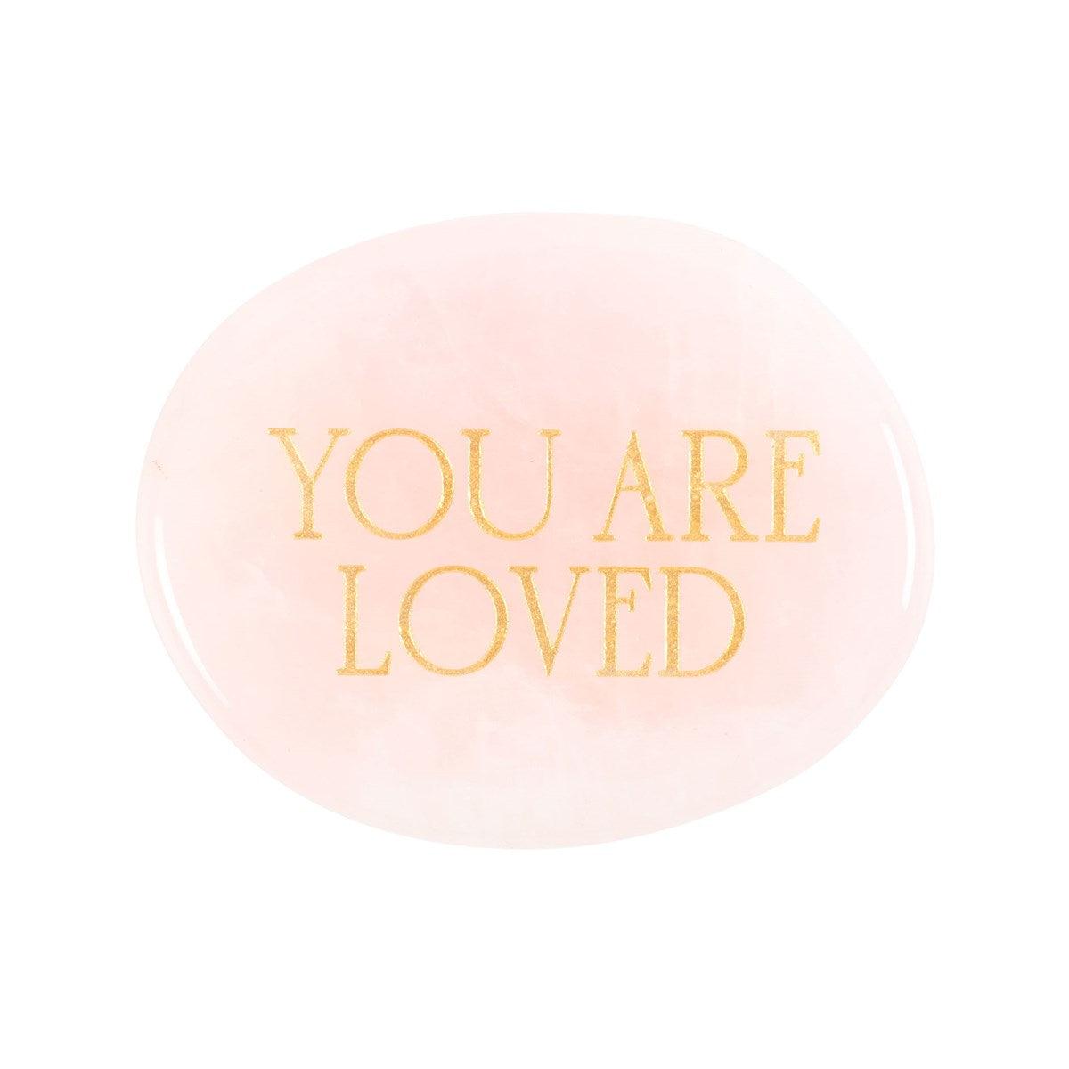 You Are Loved Rose Quartz - rose quartz palm stone "you are loved"