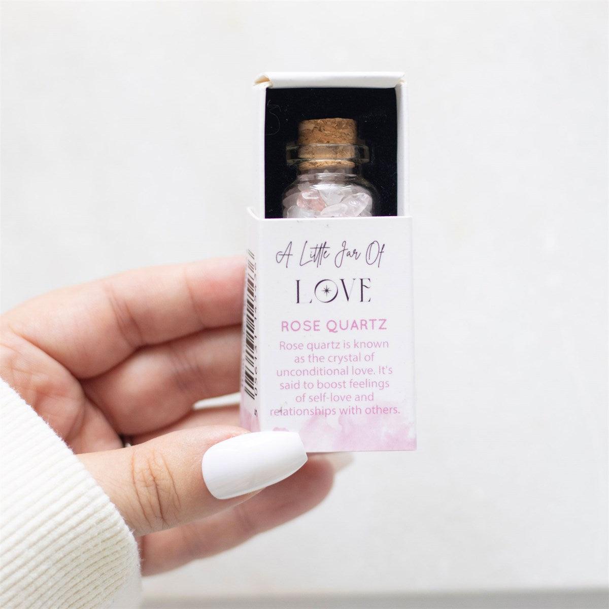 Jar of Love, Rose Quartz -rose quartz lucky stone bottle "love"