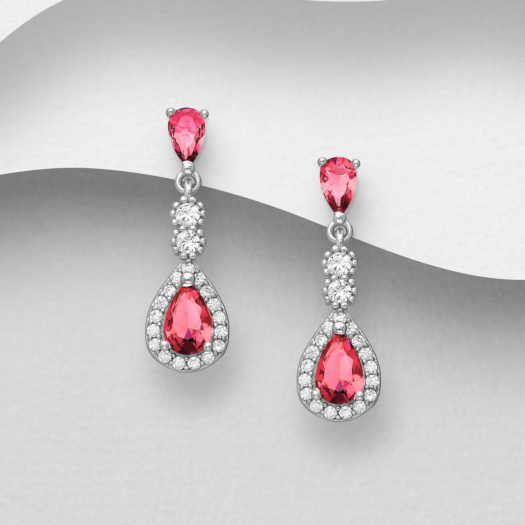 PREMIUM COLLECTION | Ingrid luxury silver earrings (rose red) 