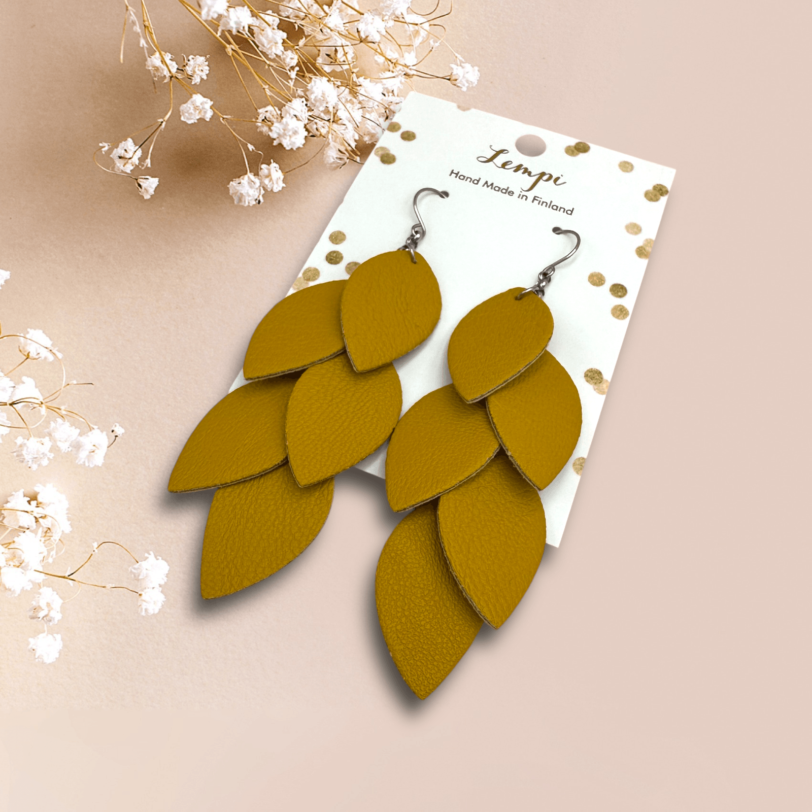 LEMPI earrings, Grain (mustard yellow)