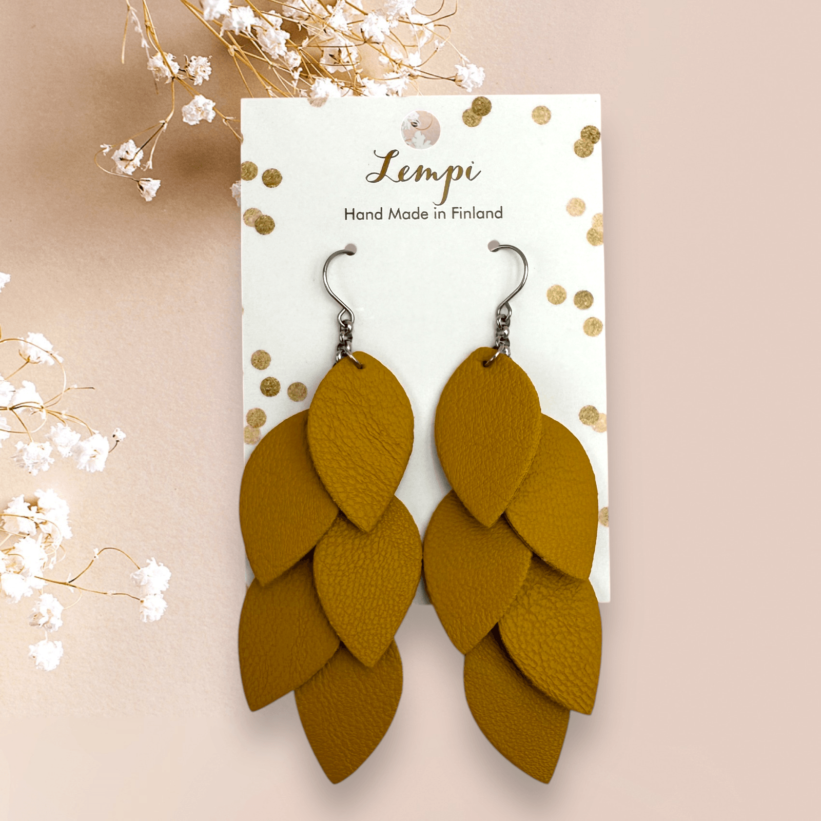 LEMPI earrings, Grain (mustard yellow)