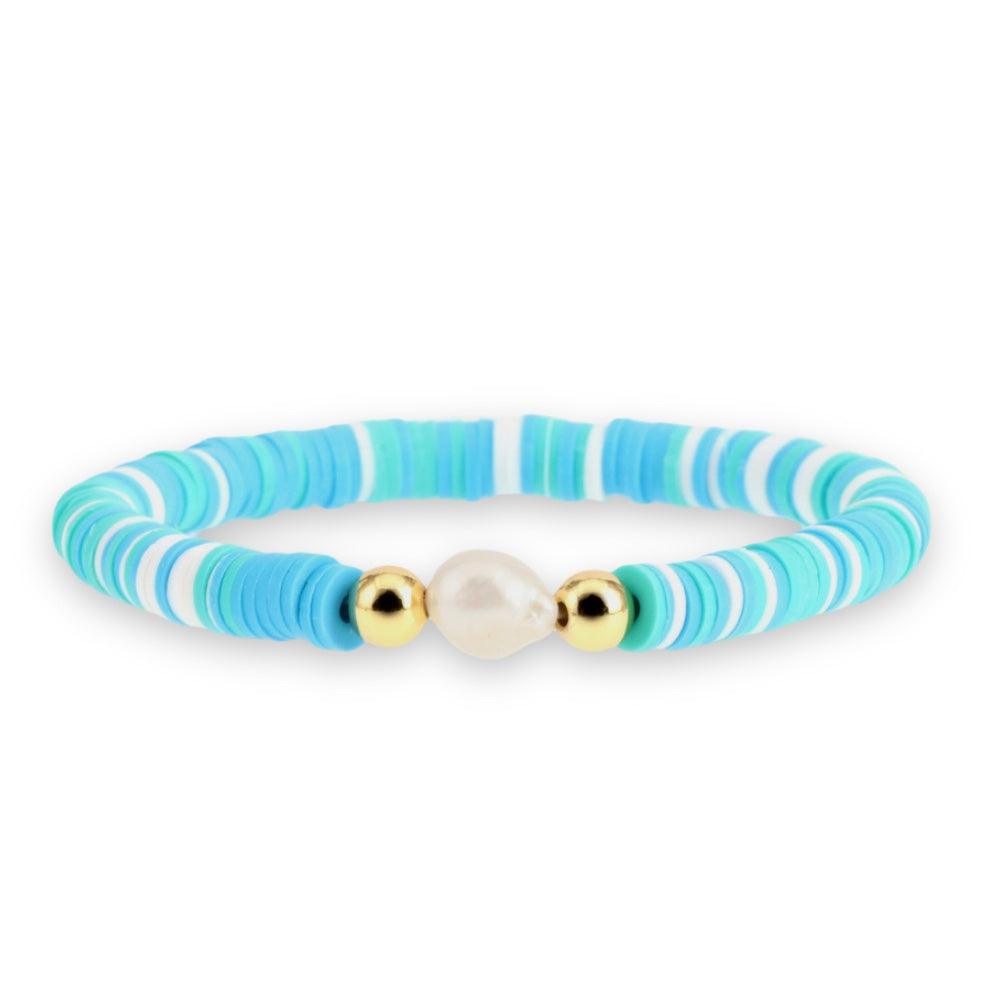 FRENCH RIVIERA | Renee colorful summer bracelet with pearl (blue)