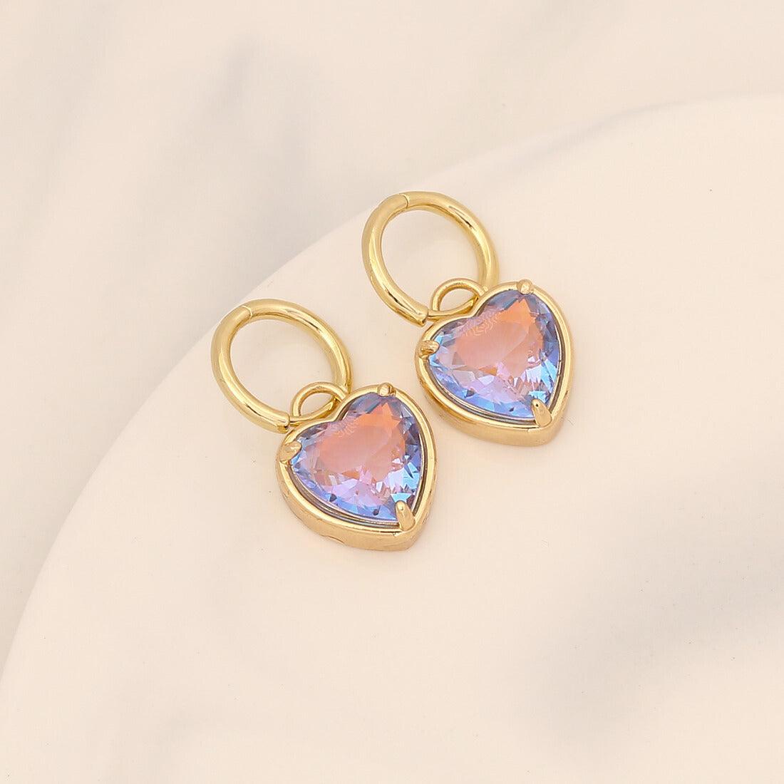 FRENCH RIVIERA | Mi Amor - shimmering heart earrings (blue)