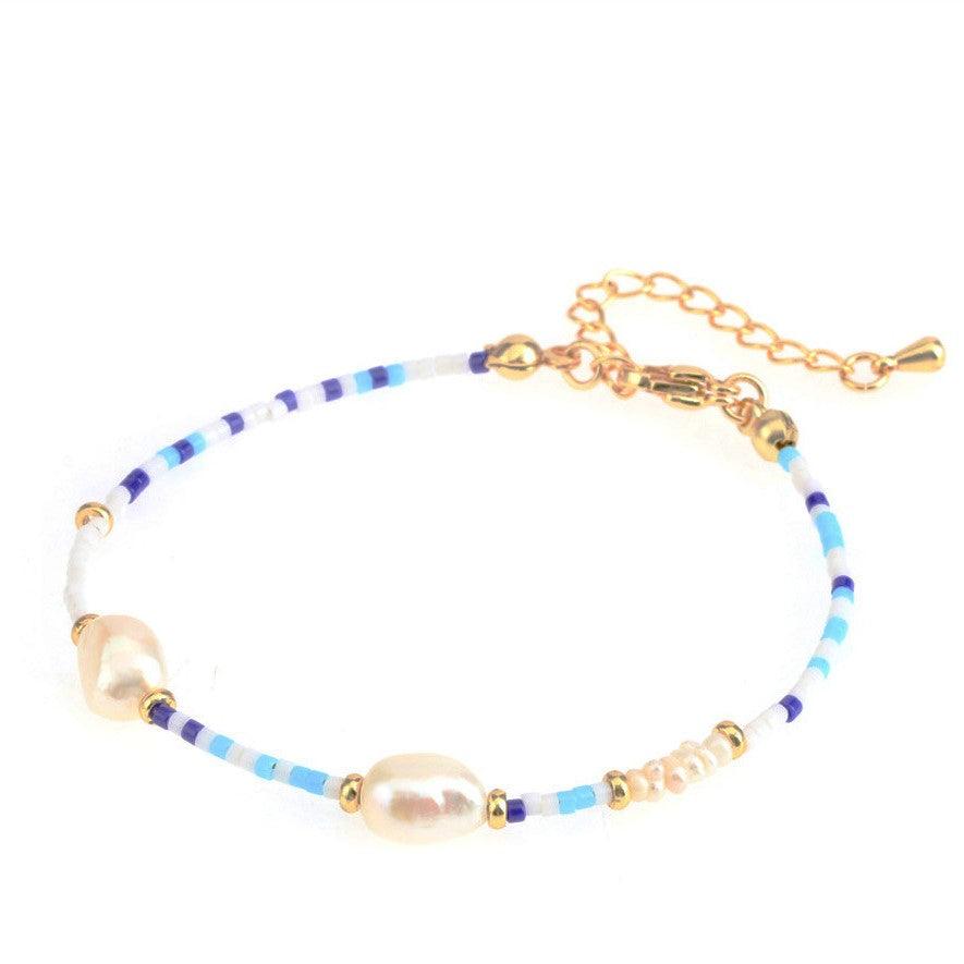 FRENCH RIVIERA | Sweet Summer -blue and white pearl bracelet