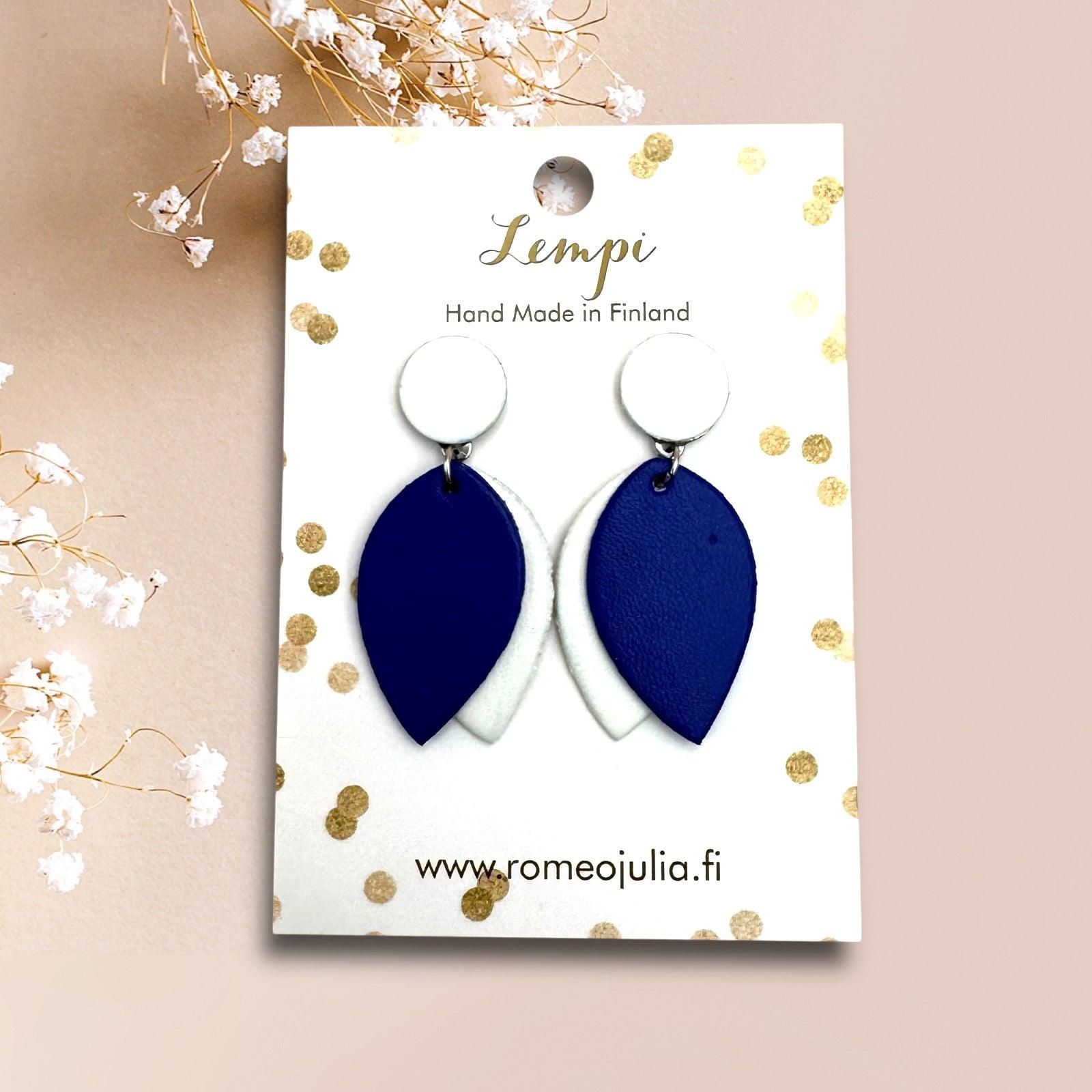 LEMPI® earrings, Bud (blue and white)