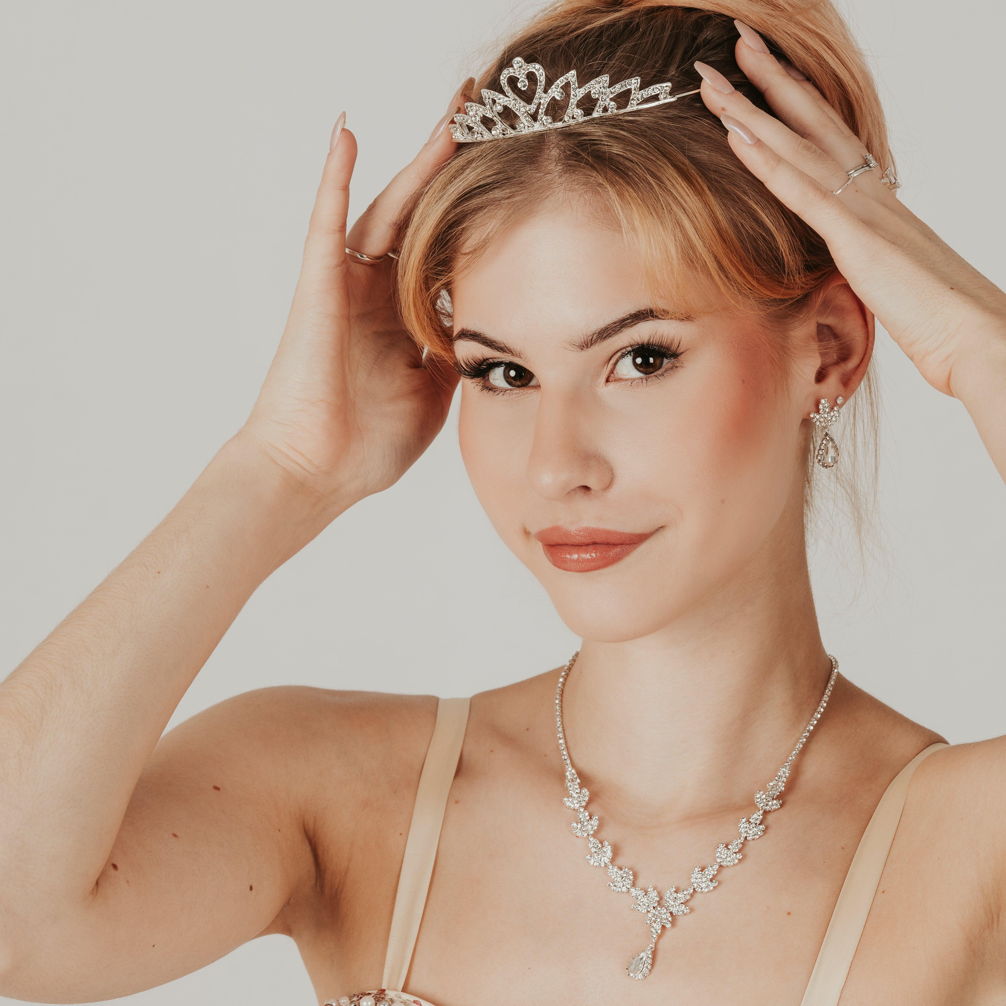 ROMANCE, Matilda silver-colored tiara with bright stones