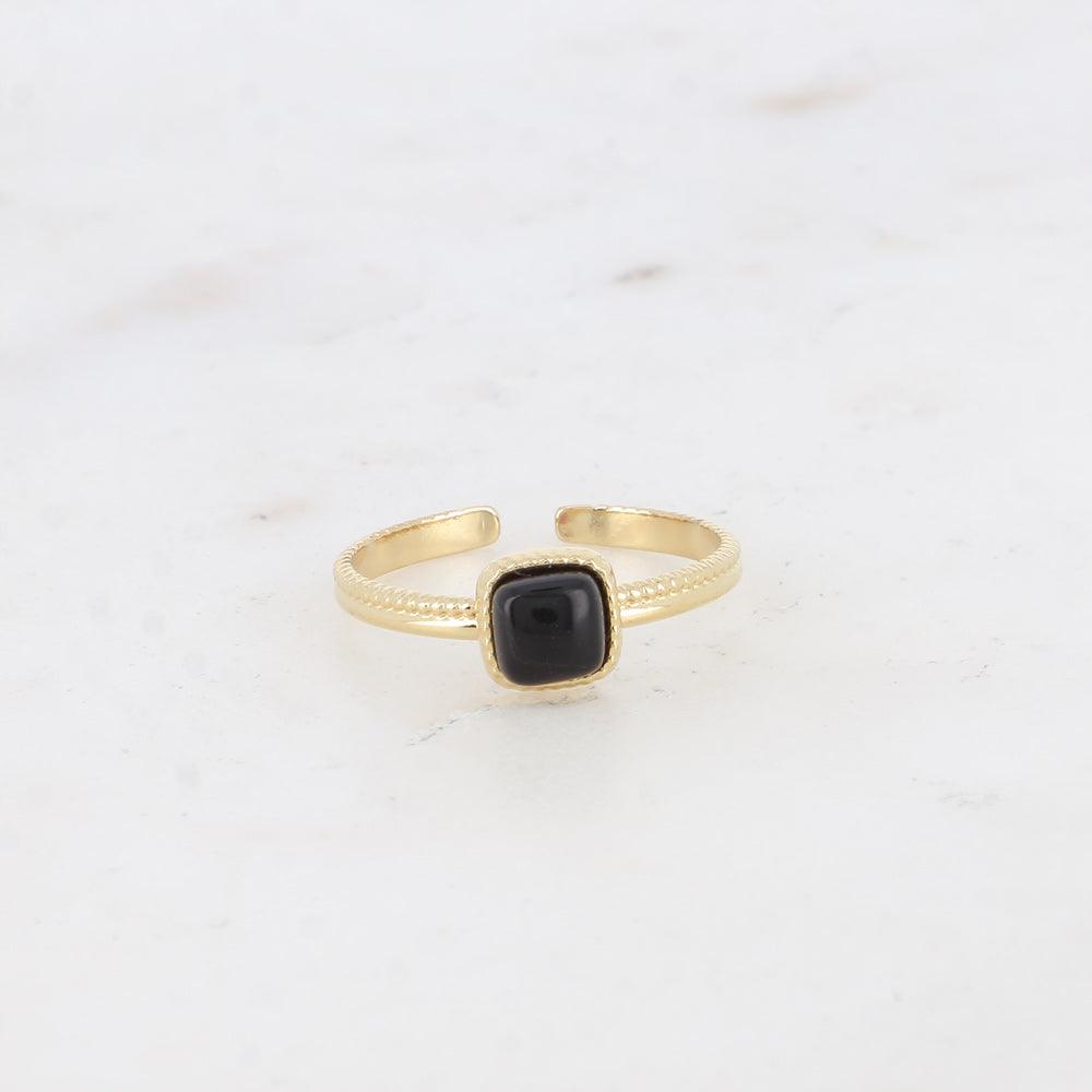 BOHM PARIS | Bague Kalys surgical steel ring with black stone