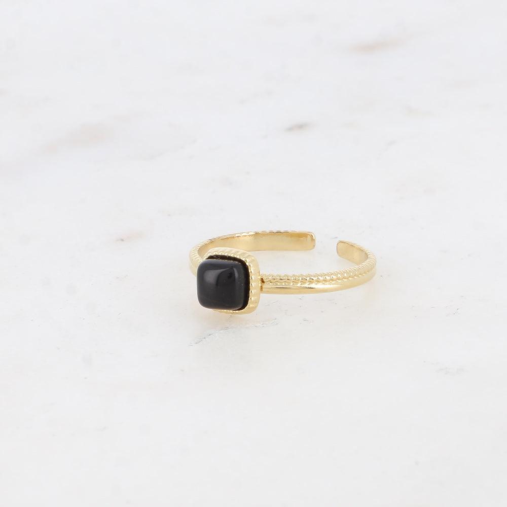 BOHM PARIS | Bague Kalys surgical steel ring with black stone