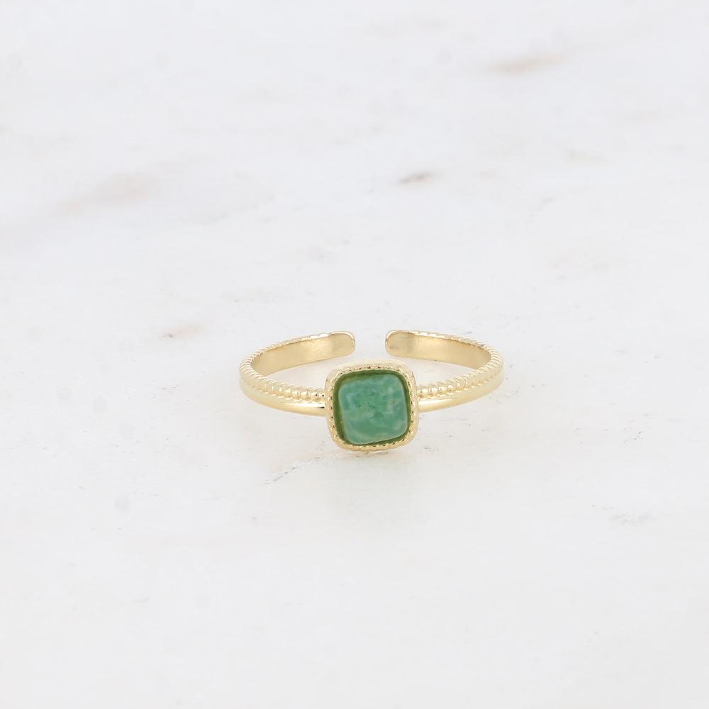 BOHM PARIS | Bague Kalys surgical steel ring with green jasper