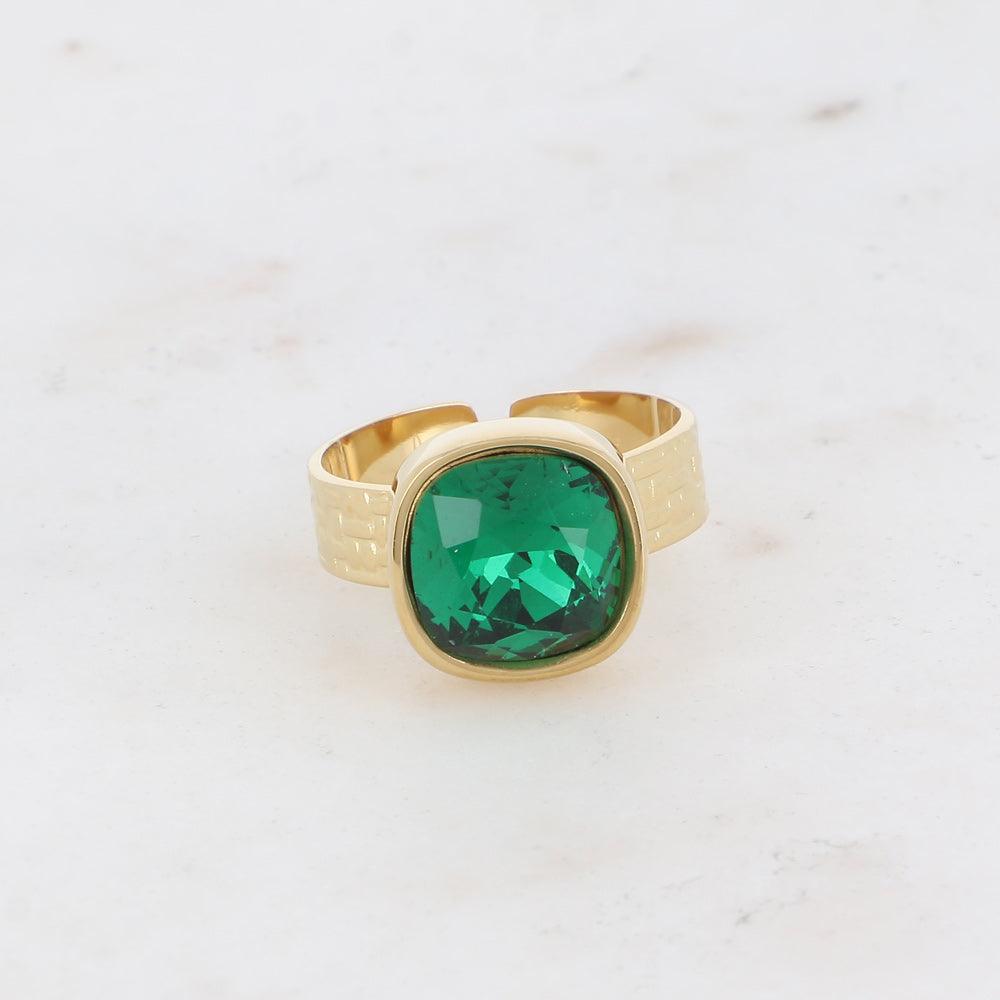 BOHM PARIS | Bague Sivaria - emerald green surgical steel ring