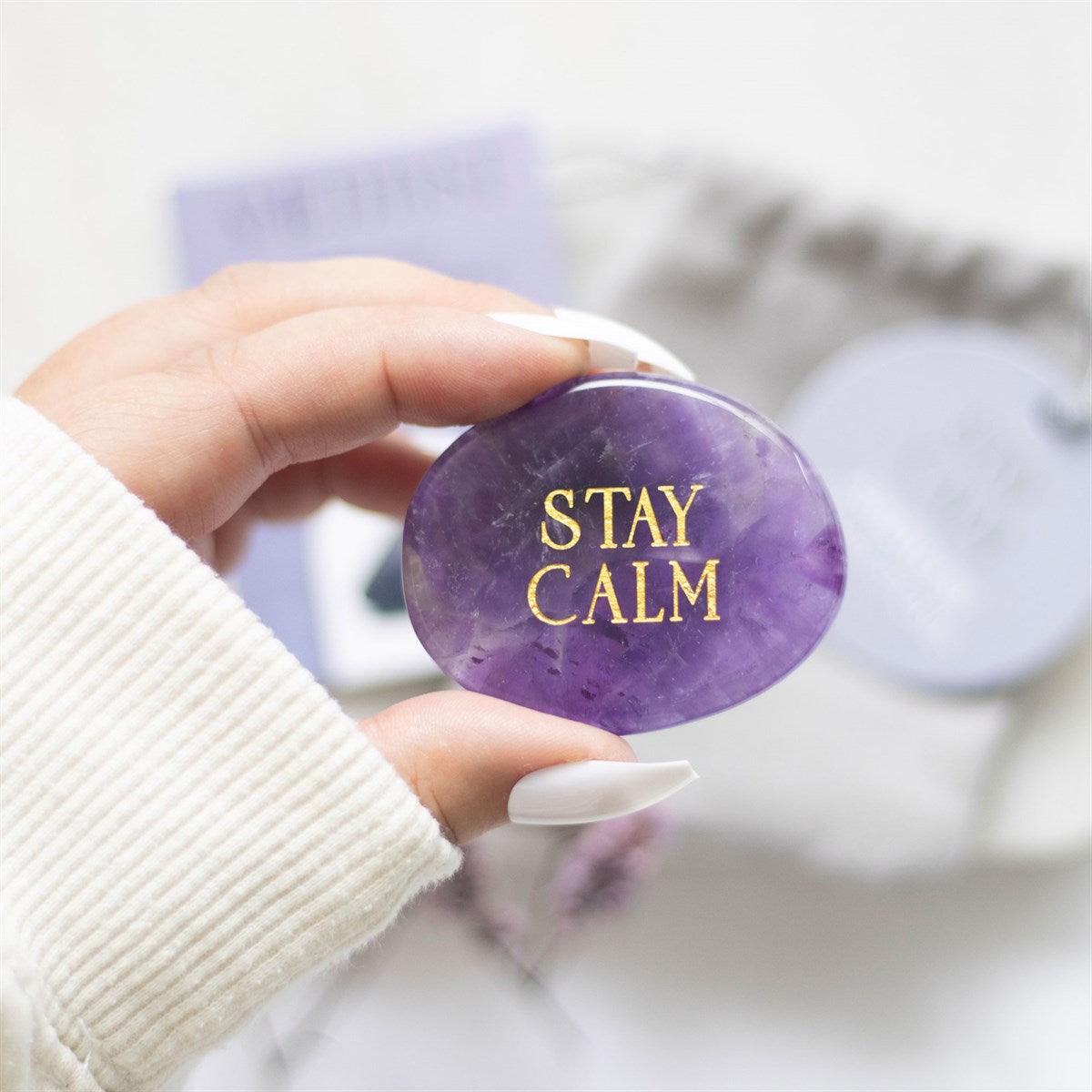 Stay Calm Amethyst - amethyst palm stone "stay calm"