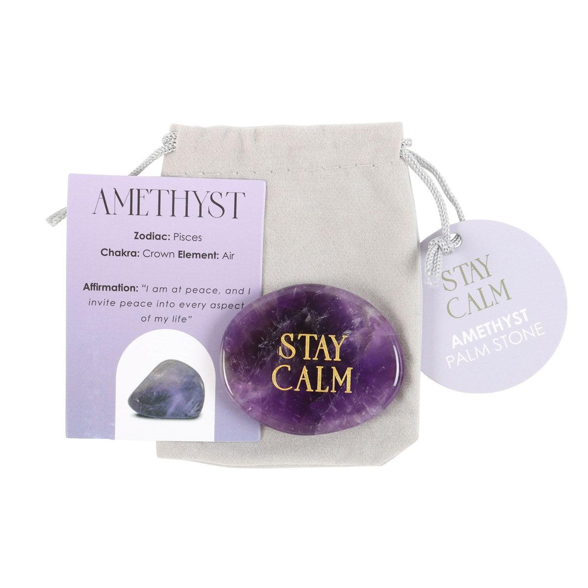 Stay Calm Amethyst - amethyst palm stone "stay calm"