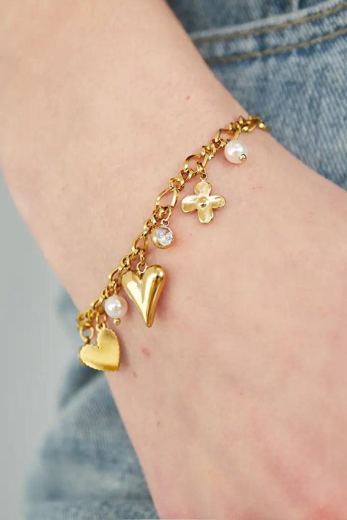 FRENCH RIVIERA | Rachel Surgical Steel Heart Bracelet (Gold)