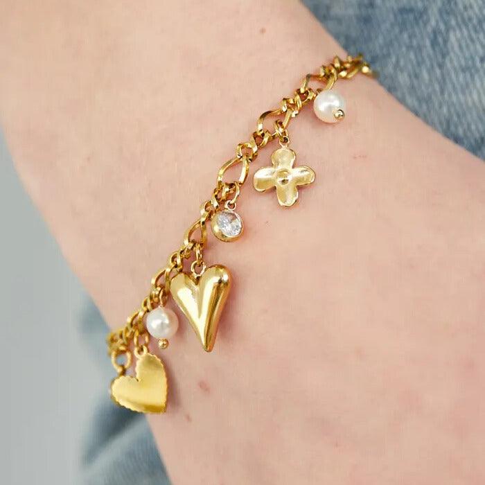 FRENCH RIVIERA | Rachel Surgical Steel Heart Bracelet (Gold)