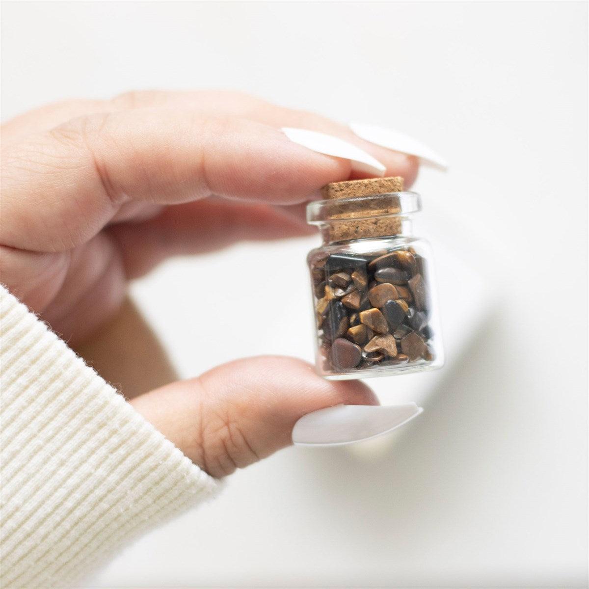 Jar of Confidence, Tigers Eye - tigers eye stone bottle "self-confidence"