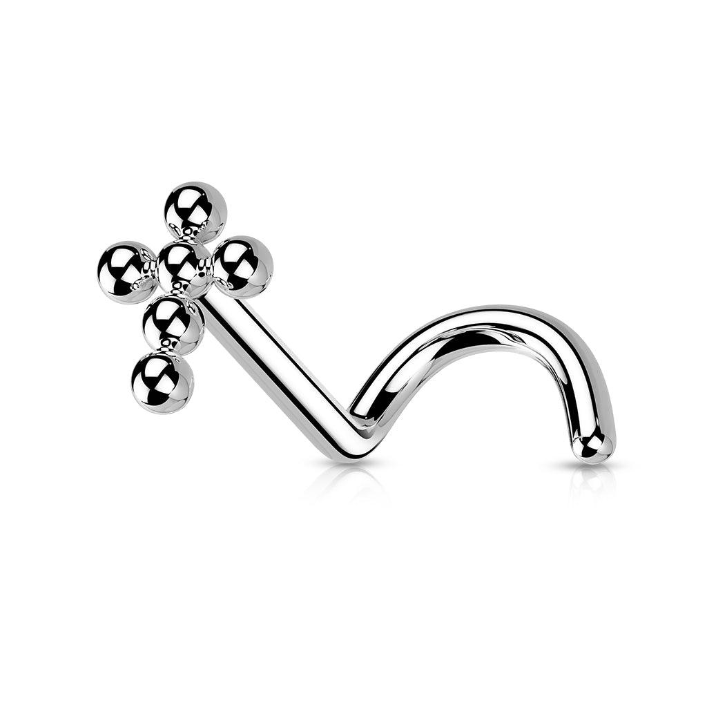 Nose stud 0.8mm, Titanium Cross (silver)