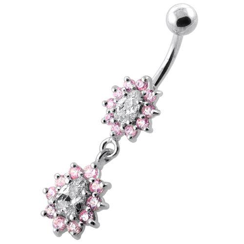 Titanium navel ring, Lucy decorative pink navel ring