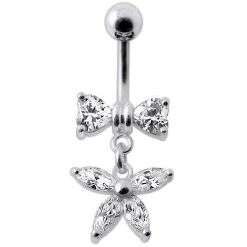 Titanium navel ring, Ariana - dangling bow navel ring