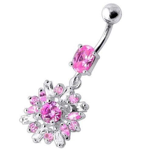 Titanium navel ring, Finley pink navel ring