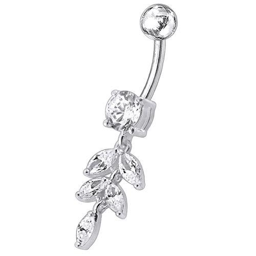 Titanium navel ring, Liliana -clear dangling navel ring 