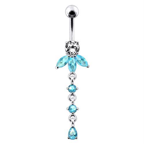 Titanium navel ring, Hazel turquoise dangling navel ring