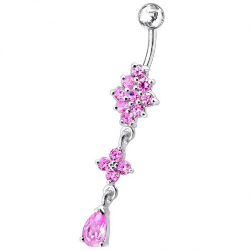 Titanium navel ring, Hailey pink navel ring