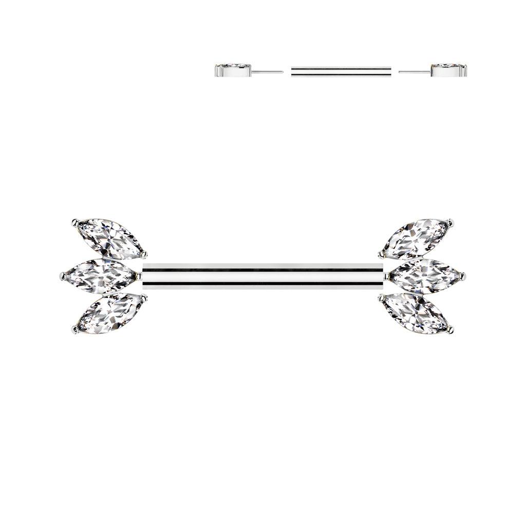 Nipple jewelry, Glam Titanium Barbell -titanium push in stud (silver)