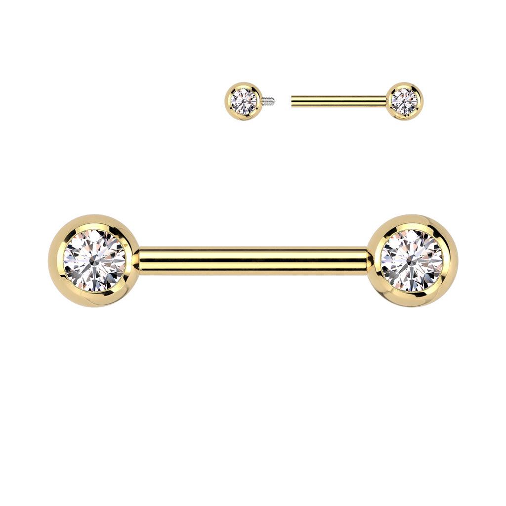 Nipple jewelry, Titanium Nipple Barbell (gold)