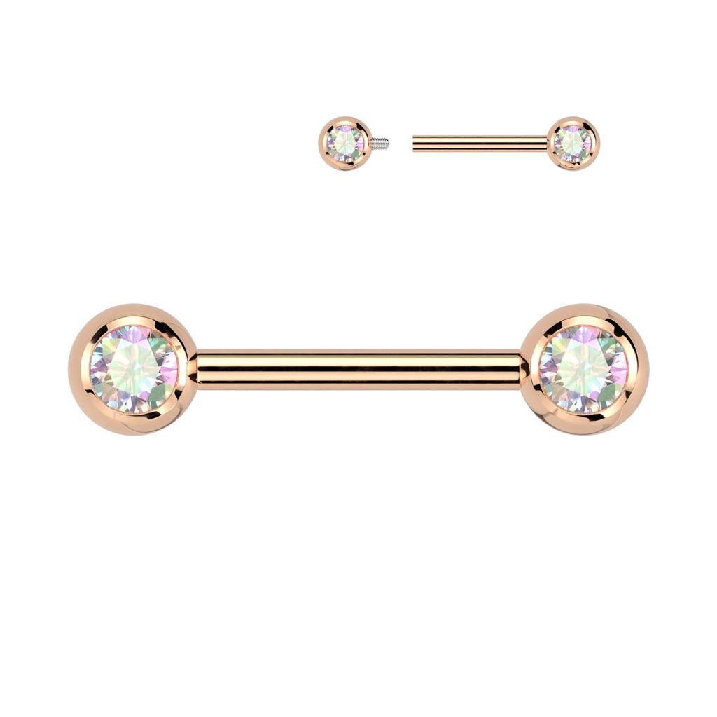 Nipple jewelry, Titanium Nipple Barbell (rose gold)