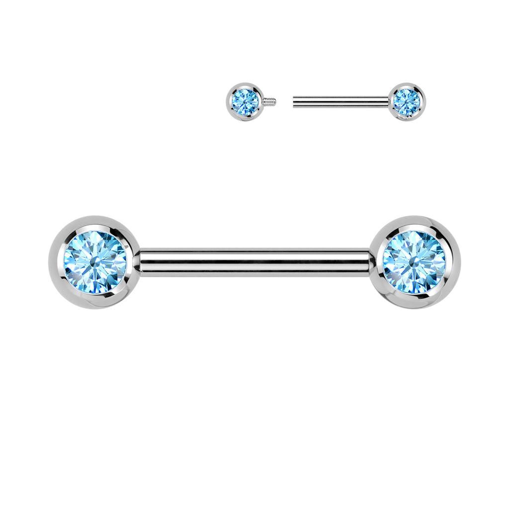 Nipple jewelry, Titanium Nipple Barbell - turquoise titanium nipple barbell